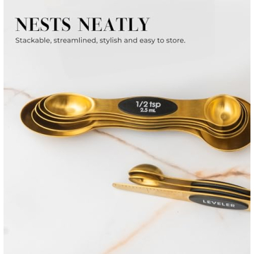 Stylish Gold Magnetic Measuring Spoons Set for Precision Cooking
