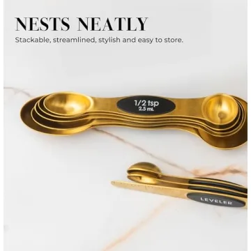 Stylish Gold Magnetic Measuring Spoons Set for Precision Cooking