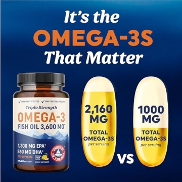 Triple Strength Omega 3 Fish Oil 3600 mg | Best EPA & DHA
