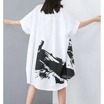 Stylish ellazhu Women's Oversized Batwing Sleeve Shirt Dress for Summer GY1827