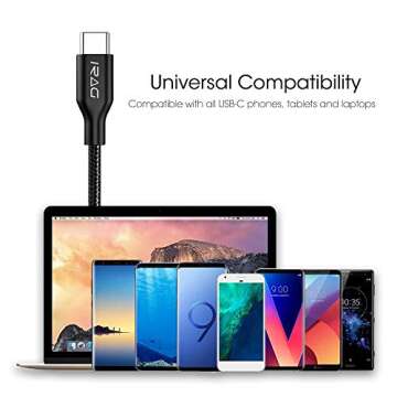 iRAG 6ft USB A to USB C Charger Cable, Fast Charging USB Type C Cable, Nylon Braided Cord Compatible with Samsung Galaxy S23/S22/S21/S20, Google Pixel, Motorola, iPad Pro, and More
