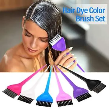 Boao 6 Pcs Hair Coloring Dye Brush Set for Salon Hair Color Application Brush Tinting Comb Tool Kit for Salon Use Home DIY(6 Colors)