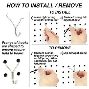 Right Arrange Stainless Steel Pegboard Hooks 50-Pack 1in J-Hook - Will Not Fall Out - Fits Any Peg Board - Multipurpose - Organize Necklaces, Jewelry, Retail Items, Keys, Craft or Supplies
