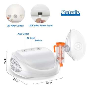 KOPACT Nebulizer Machine - Nebulizer Machine for Adults & Kids for Breathing Problems with 3 Masks and 1 Mouthpiece, Adjustable Amount Desktop Portable Nebulizer for Home Use