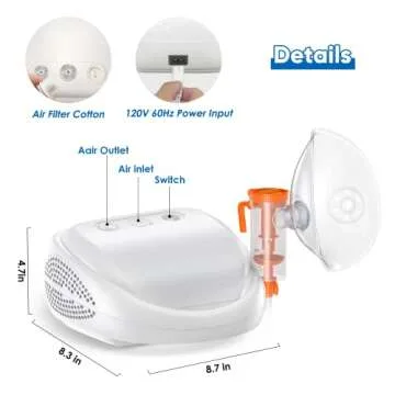 KOPACT Nebulizer Machine - Nebulizer Machine for Adults & Kids for Breathing Problems with 3 Masks and 1 Mouthpiece, Adjustable Amount Desktop Portable Nebulizer for Home Use