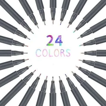 ai-natebok Fineliner Color Pens Set, 0.38mm Fine Tip Pens, Porous Fine Point Makers Drawing Pen, Perfect for Writing in Bullet Journal and Planner, 24 Assorted Colors