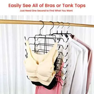Bra Hanger, 2 Pack Tank Top Organizer for Closet, Comes with A Multifunctional Hook, Maintain Shape, Niclogi Hanging Sport Bra Camisole Storage Holder, Metal Space Saving Hanger, Black