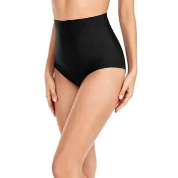 Upopby Women's High Waisted Swimsuit Bikini Bottoms Tummy Control Tankini Bottoms Swim Shorts Black XL
