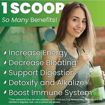 Natural Super Greens Powder Organic Supplements| Great Tasting Fruits and Vegetables Juice & Smoothie Mix| Probiotics & Digestive Enzymes| Green Superfood Spirulina & Chlorella (Citrus Berry)