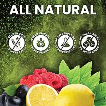 Natural Super Greens Powder Organic Supplements| Great Tasting Fruits and Vegetables Juice & Smoothie Mix| Probiotics & Digestive Enzymes| Green Superfood Spirulina & Chlorella (Citrus Berry)