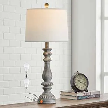 Rustic 3-Way Dimmable Touch Table Lamps Set
