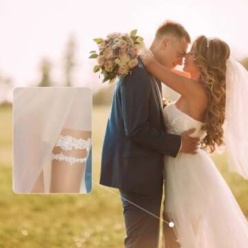 Garters for Bride, Wedding Garter Set for Bride, Garter Belts for Thigh Highs, 2 Pieces White Garter Belt, Thigh Garter Belt, Wedding Garter, Lace Garter Belt, Wedding Bride Accessories