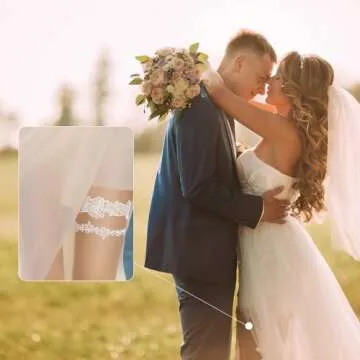 Garters for Bride, Wedding Garter Set for Bride, Garter Belts for Thigh Highs, 2 Pieces White Garter Belt, Thigh Garter Belt, Wedding Garter, Lace Garter Belt, Wedding Bride Accessories