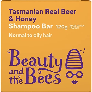 Beauty and the Bees Eco Friendly Real Beer & Honey Solid Shampoo Bar for Oily - Normal to Oily Hair ...