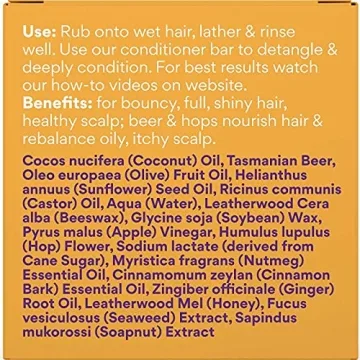 Beauty and the Bees Eco Friendly Real Beer & Honey Solid Shampoo Bar for Oily - Normal to Oily Hair | Adds Body & Shine | 100% Natural & Organic Ingredients Sulfate Free