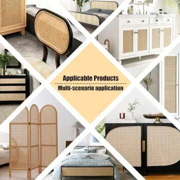 Plastic Rattan Webbing Roll, 16 Inch x 20 Inch, Handwoven Synthetic Poly Rattan, Faux Cane Mesh-Open Weave, Hexagonal Pattern, for DIY Home Decor Projects incl. Furnitures Chairs Cabinets Beds