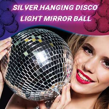 Haull 8 Pcs Large Disco Ball Set Silver Mirror Disco Reflective Ball with Hanging Ring Party Ornament Decoration for Stage Club Ballroom Dance Hall Wedding Prom Props(8'', 6'', 4'')