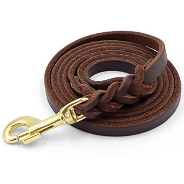 FAIRWIN Leather Dog Leash 6 Ft - Braided Heavy Duty Dog Training Leash Soft and Comfortable Leather ...
