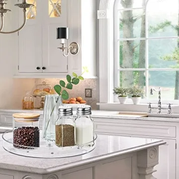 2 Pack Clear Lazy Susan Turntable for Smooth Storage