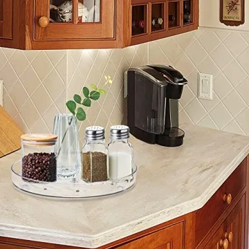 2 Pack Clear Lazy Susan Turntable for Smooth Storage