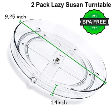 2 Pack Clear Lazy Susan Turntable for Smooth Storage