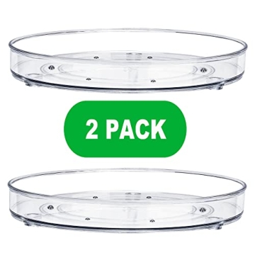 2 Pack Clear Lazy Susan Turntable for Smooth Storage