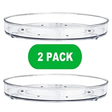 2 Pack Clear Lazy Susan Turntable for Smooth Storage