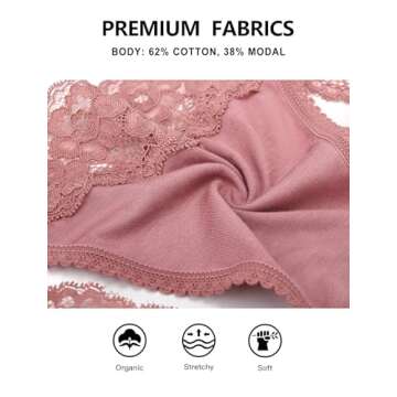 voenxe Seamless Lace Thongs for Women No Show Thong Underwear,Lady Breathable Comfort Panty Soft Laser Cut Undie,Tanga,5-Pack Coffee