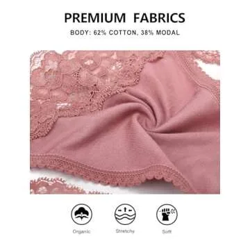 voenxe Seamless Lace Thongs for Women No Show Thong Underwear,Lady Breathable Comfort Panty Soft Laser Cut Undie,Tanga,5-Pack Coffee