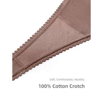 voenxe Seamless Lace Thongs for Women No Show Thong Underwear,Lady Breathable Comfort Panty Soft Laser Cut Undie,Tanga,5-Pack Coffee