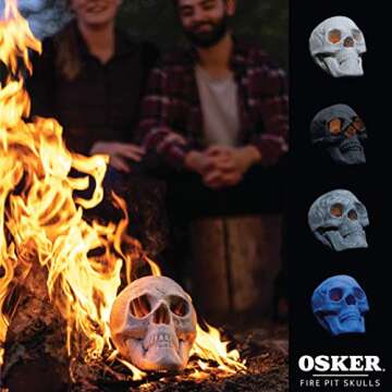 OSKER Fireproof Skull Log for Gas, Wood or Propane Fire