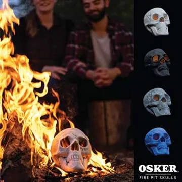 OSKER Fireproof Skull Log for Gas, Wood or Propane Fire