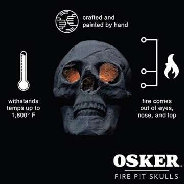 OSKER Fireproof Skull Log for Gas, Wood or Propane Fire