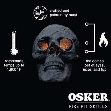 OSKER Fireproof Skull Log for Gas, Wood or Propane Fire