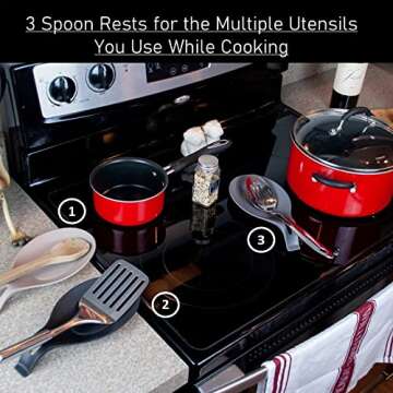 Modern Silicone Spoon Rests (Set of 3) | Kitchen Utensil Holders for Stove Top | Quality Food Grade ...