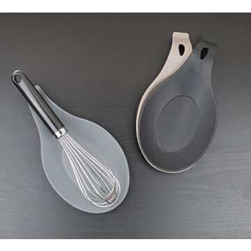 Modern Silicone Spoon Rests (Set of 3) | Kitchen Utensil Holders for Stove Top | Quality Food Grade BPA Free Material | Counter Spatula Holder | Stovetop Spoon Rest