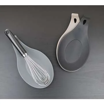 Modern Silicone Spoon Rests (Set of 3) | Kitchen Utensil Holders for Stove Top | Quality Food Grade BPA Free Material | Counter Spatula Holder | Stovetop Spoon Rest