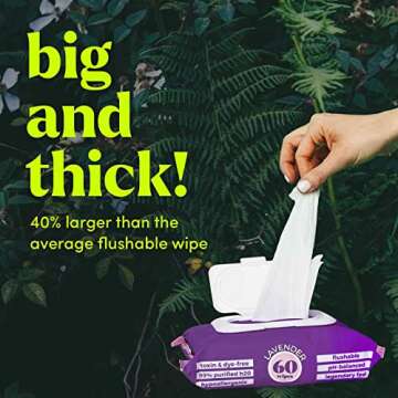 Goodwipes Flushable Butt Wipes Made with Vitamin E & Aloe – Soft & Gentle Wet Wipe Dispenser for Home Use, Septic & Sewer Safe – Largest Adult Toilet Wipes – Lavender, 180 count (3 packs)