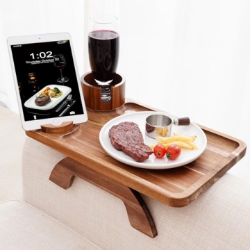 Nnewvante 3 in 1 Couch Arm Tray in Acacia Wood