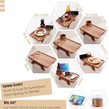 Nnewvante 3 in 1 Couch Arm Tray in Acacia Wood