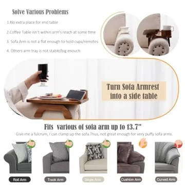 Nnewvante 3 in 1 Couch Arm Tray in Acacia Wood