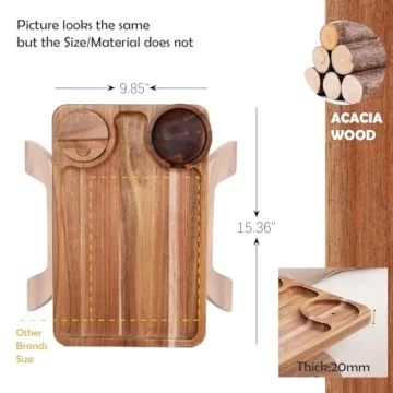 Nnewvante 3 in 1 Couch Arm Tray in Acacia Wood