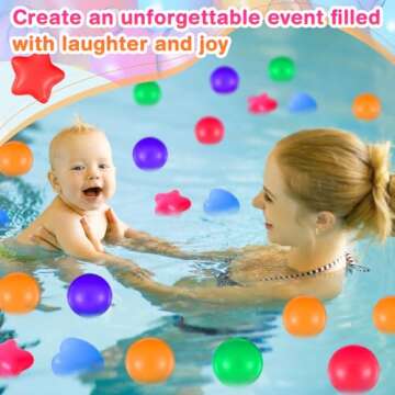 RoundFunny 100 Pieces Pit Balls for Kids Star Heart Shape Plastic Balls for Toddler Playpen 2.17'' Play Toy for Crawl Tunnel Inflatable Pool Birthday Party Decoration