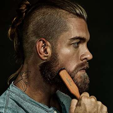 Beard Brush by ZilberHaar - Stiff Boar Bristles for Men's Grooming - Straightens and Promotes Growth - Works with Beard Oil and Balm - For Beard Kits - 6 inches long