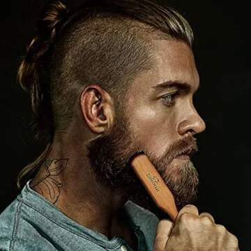 Beard Brush by ZilberHaar - Stiff Boar Bristles for Men's Grooming - Straightens and Promotes Growth - Works with Beard Oil and Balm - For Beard Kits - 6 inches long