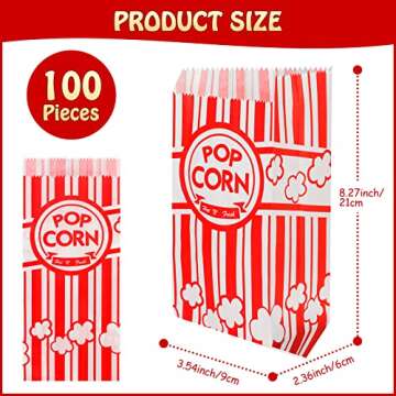 SUPWISER 100 Pcs Popcorn Bags, 1 Oz Movie Night Paper Popcorn Bags Bulk Individual Servings for Popc...