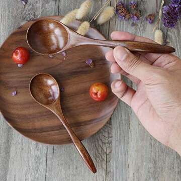 ADLORYEA 6-Piece Wooden Spoons - Handmade Natural Kitchenware