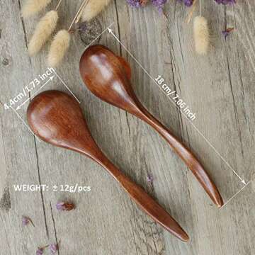 ADLORYEA 6-Piece Wooden Spoons - Handmade Natural Kitchenware