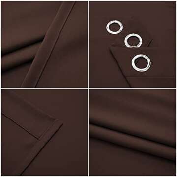Pickluc Blackout Curtain for Bedroom - Light Blocking, Heat Insulating, Noise Reducing - Thicker Fabric, Extra Fold, 2 Panels, 42Ince Wide and 54 Inch Length, Chocolate Brown
