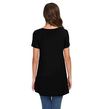AWULIFFAN Women's Summer Short Sleeve T-Shirt Short Sleeve Sleepwear Tunic Tops Blouse Shirts（Black,Medium）